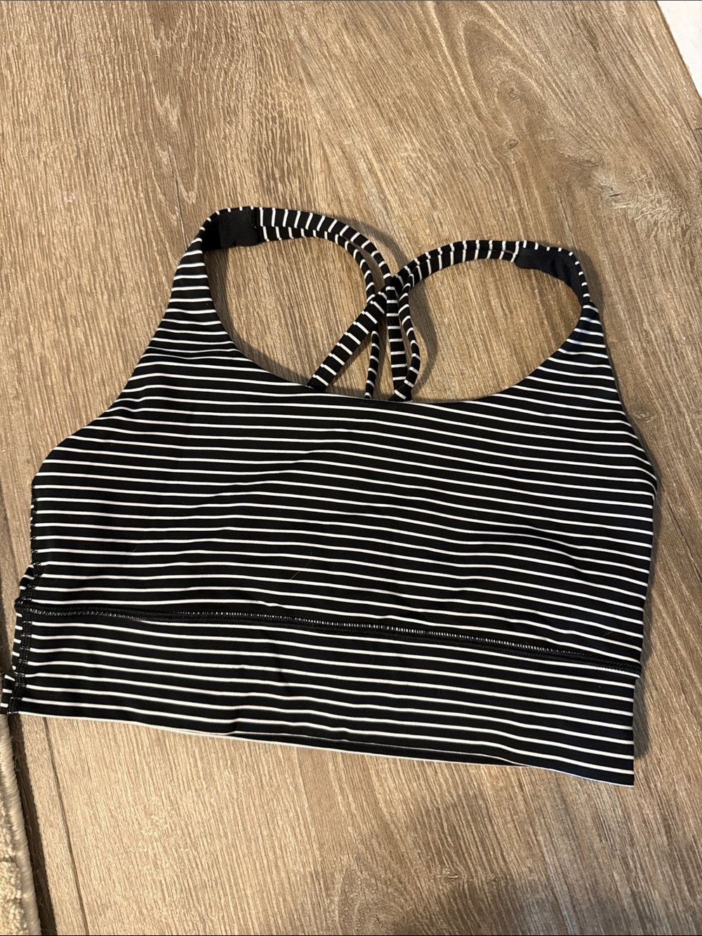 Lululemon Striped Crisscross Sports Bra - Black & White